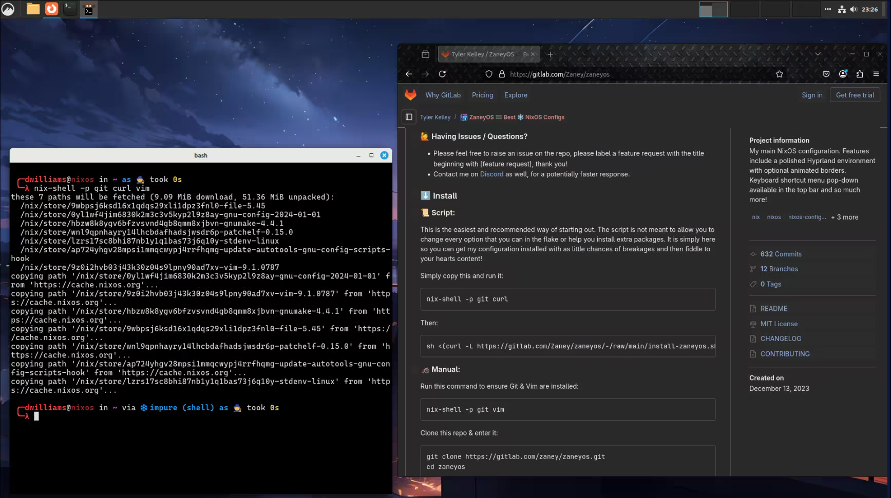 ZaneyOS First Install Command